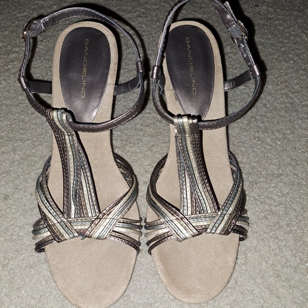 Bronze Multicolor Strappy Sandals